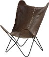 Brown Leather Accent Chair with Black Metal Legs - Paxton