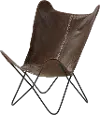 Paxton Brown Leather Accent Chair with Black Metal Legs