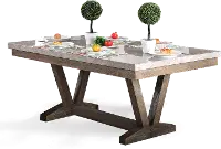 Marble Trestle Dining Room Table - Bridgend