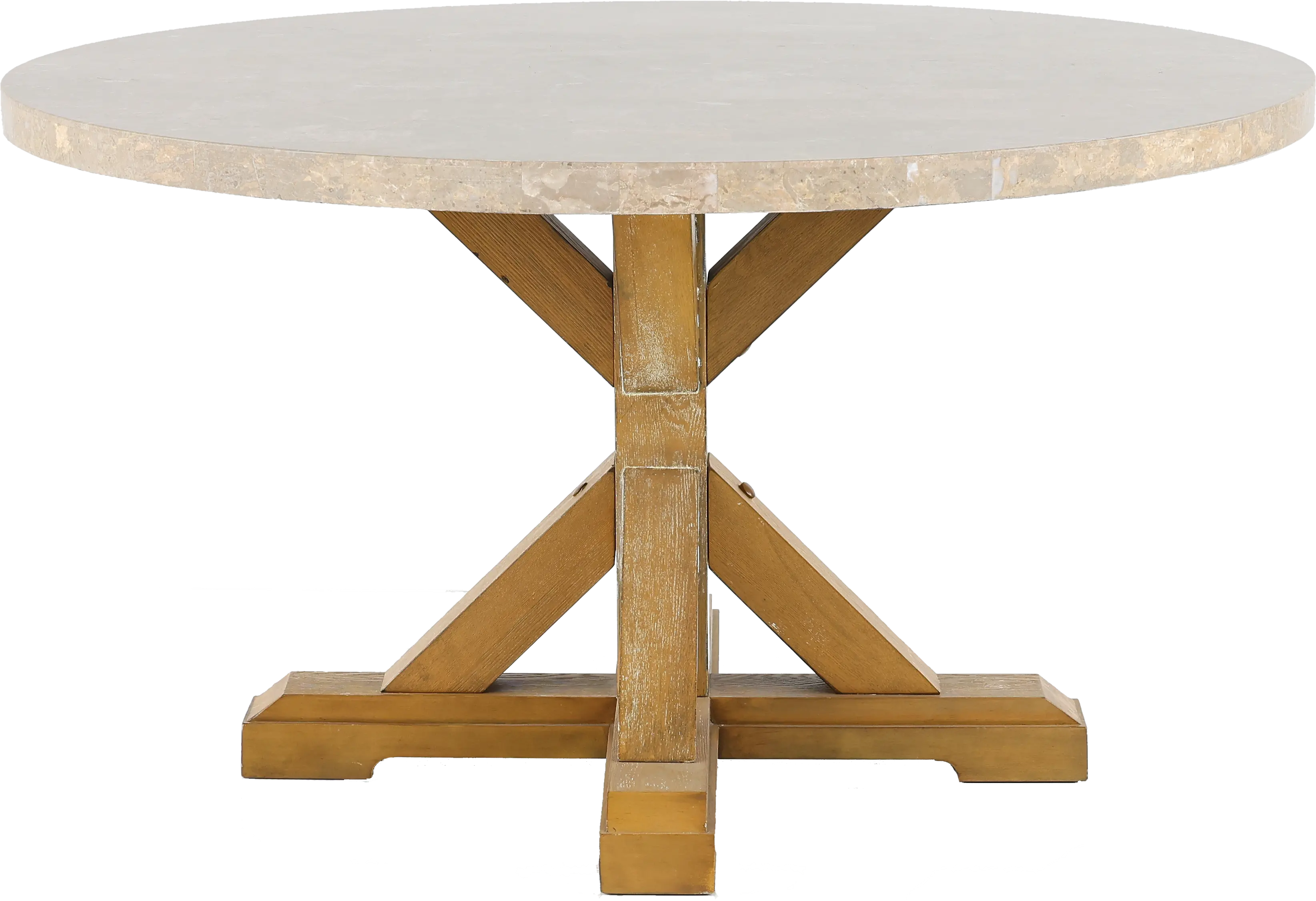 Bridgend Rustic Marble and Wood Round Dining Table-1