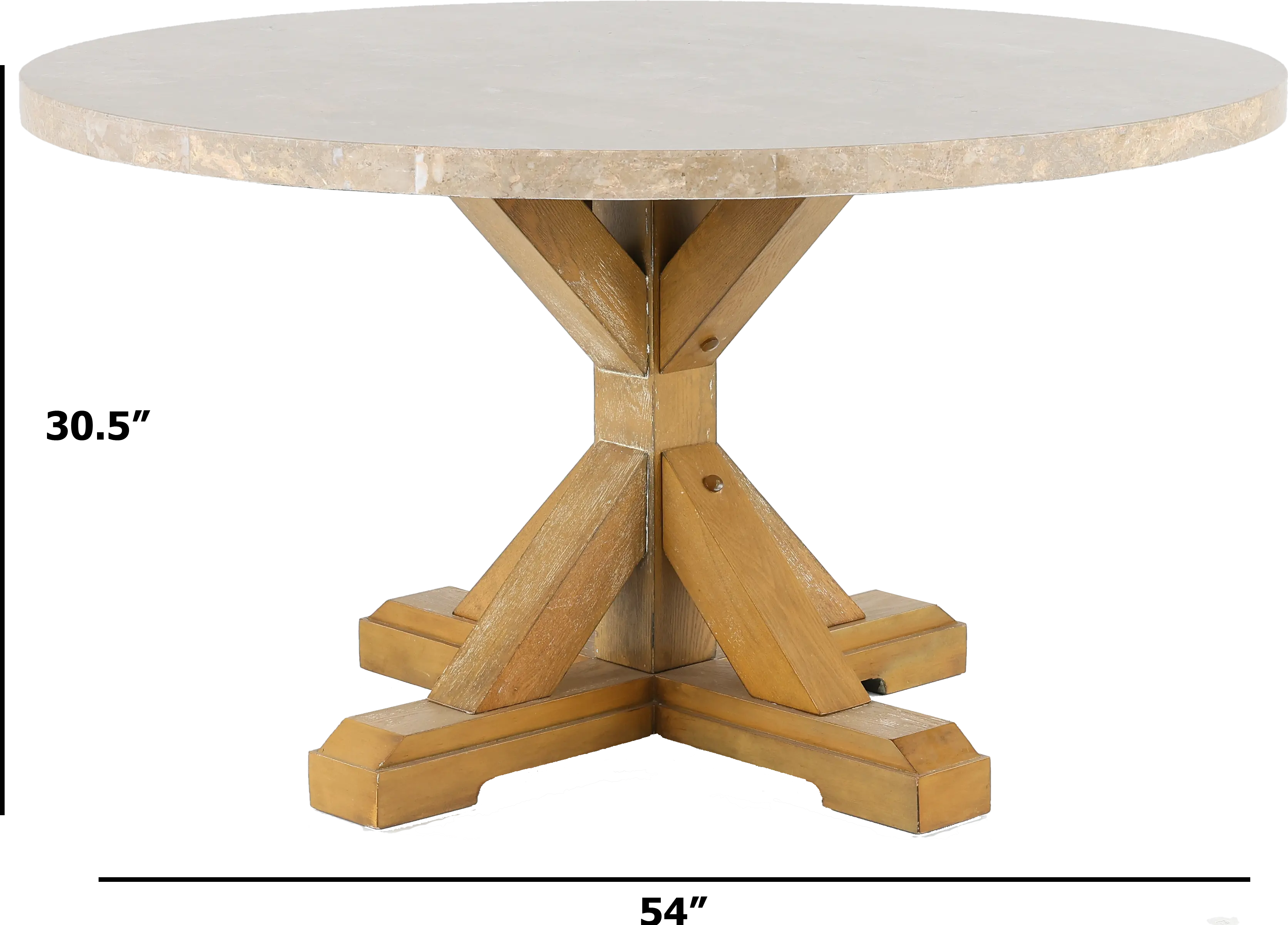 Bridgend Rustic Marble and Wood Round Dining Table-2