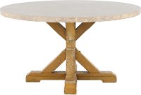 Rustic Marble and Wood X-Base Round Dining Table - Bridgend