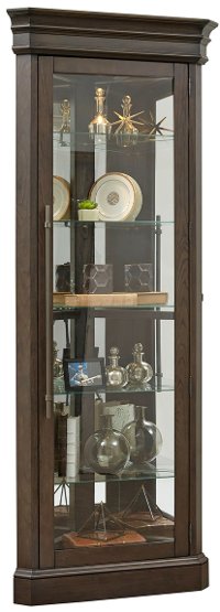 Ash Brown Corner Curio Cabinet