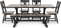 Farmhouse Sand and Black 6 Piece Dining Set with Bench - Orlando