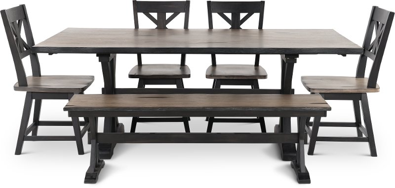 black dining table set with bench