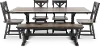 Orlando Farmhouse Sand and Black 6 Piece Dining Set with Bench
