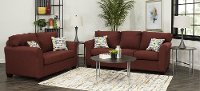 Contemporary Ruby Red 7 Piece Living Room Set - Wall St.