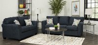 Contemporary Navy Blue 7 Piece Living Room Set - Wall St.