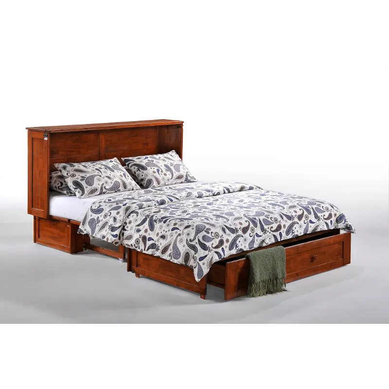 Classic Cherry Brown Queen Murphy Bed - Clover