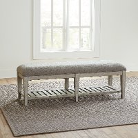 Classic Antique White Upholstered Bed Bench - Heartland-2