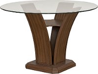 Walnut and Glass Round Counter Height Dining Room Table - Zayden