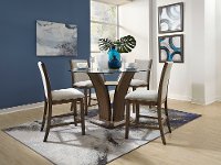 Walnut and Glass 5 Piece Counter Height Dining Set - Zayden