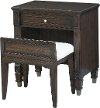 Walnut Brown Vanity Nightstand with Stool - Valley View
