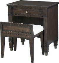 Walnut Brown Vanity Nightstand with Stool - Valley View