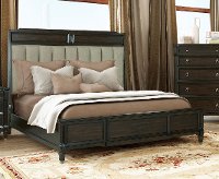 Traditional Walnut Brown Queen Upholstered Bed - Valley View