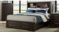 Contemporary Espresso Brown Queen Storage Bed - Waterfront