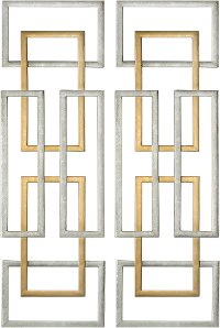 Assorted Antique Gold and Silver Leaf Metal Wall Panel