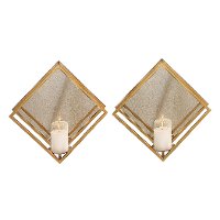 Assorted Antique Gold Leaf and Mirrored Candle Sconce-2