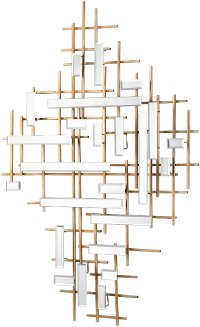 Antique Gold and Mirrored Crosshatched Wall Decor