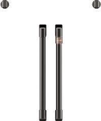 CXWSFHKPMBT Cafe Brushed Black Bar Handle and Knob Kit for French Door Single Wall Oven