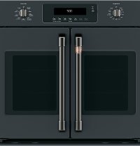CXWSFHKPMBT Cafe Brushed Black Bar Handle and Knob Kit for French Door Single Wall Oven-2