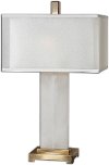 White Alabaster Table Lamp with Plated Coffee Bronze Base