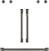 CXWDFHKPMBT Cafe Brushed Black Bar Handle and Knob Kit for French Door Double Wall Oven