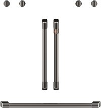 CXWDFHKPMBT Cafe Brushed Black Bar Handle and Knob Kit for French Door Double Wall Oven