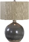 Charcoal Gray Ceramic Table Lamp with Nickel Accents