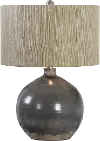 Charcoal Gray Ceramic Table Lamp with Nickel Accents
