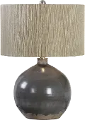 Charcoal Gray Ceramic Table Lamp with Nickel Accents