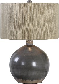 Charcoal Gray Ceramic Table Lamp with Nickel Accents