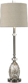 Polished Nickel Buffet Lamp with Layered Capiz Shell Tiles