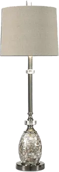 Polished Nickel Buffet Lamp with Layered Capiz Shell Tiles
