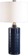 Royal Blue Ceramic Table Lamp with Nickel Plated Details