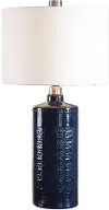 Royal Blue Ceramic Table Lamp with Nickel Plated Details