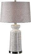 Distressed and Glossed White Glaze Ceramic Table Lamp