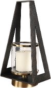Aged Bronze and Steel Candle Holder with Glass Globe and Candle