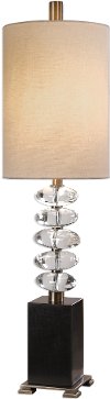Clearance Stacked Crystal and Antique Brass Steel Table Lamp