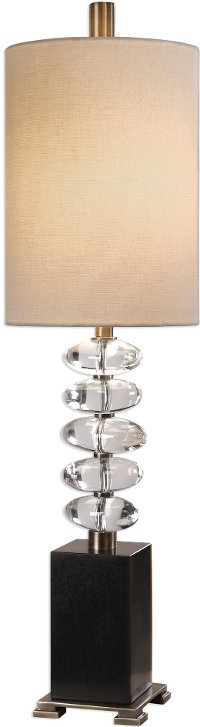 Stacked Crystal and Antique Brass Steel Table Lamp