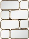 Antique Gold Rounded Squares and Rectangles Wall Mirror