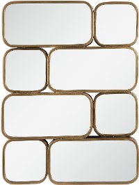 Antique Gold Rounded Squares and Rectangles Wall Mirror