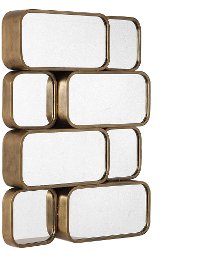 Antique Gold Rounded Squares and Rectangles Wall Mirror-2