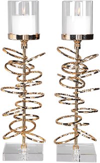 Assorted Plated Gold Candle Holder with Acrylic Base
