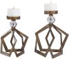 15 Inch Antique Bronze Open Steel Candle Holder