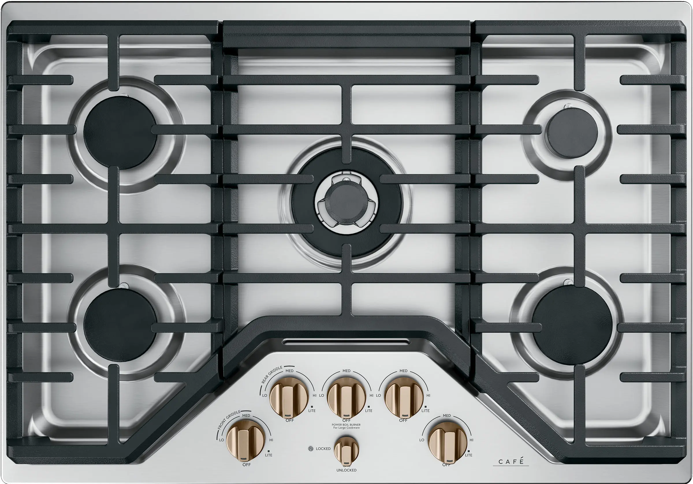 CXCG1K0PMBZ Café 5 Gas Cooktop Knobs in Brushed Bronze-2