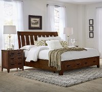 Classic Brown Queen Storage Bed - Country Roads