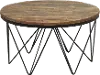 Aubrey Reclaimed Wood Round Coffee Table with Hairpin Metal Legs