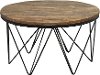 Reclaimed Wood Round Coffee Table with Hairpin Metal Legs - Aubrey