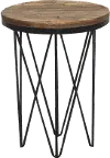 Aubrey Reclaimed Wood Round End Table with Hairpin Metal Legs